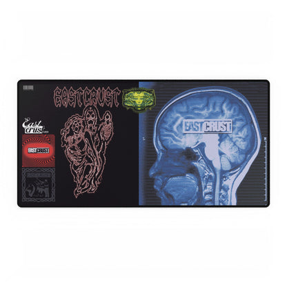 Gaming Desk Mat — X‑Ray Skull & Retro Band Logos (East Crust)