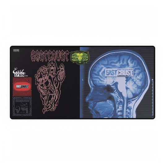 Gaming Desk Mat — X‑Ray Skull & Retro Band Logos (East Crust)